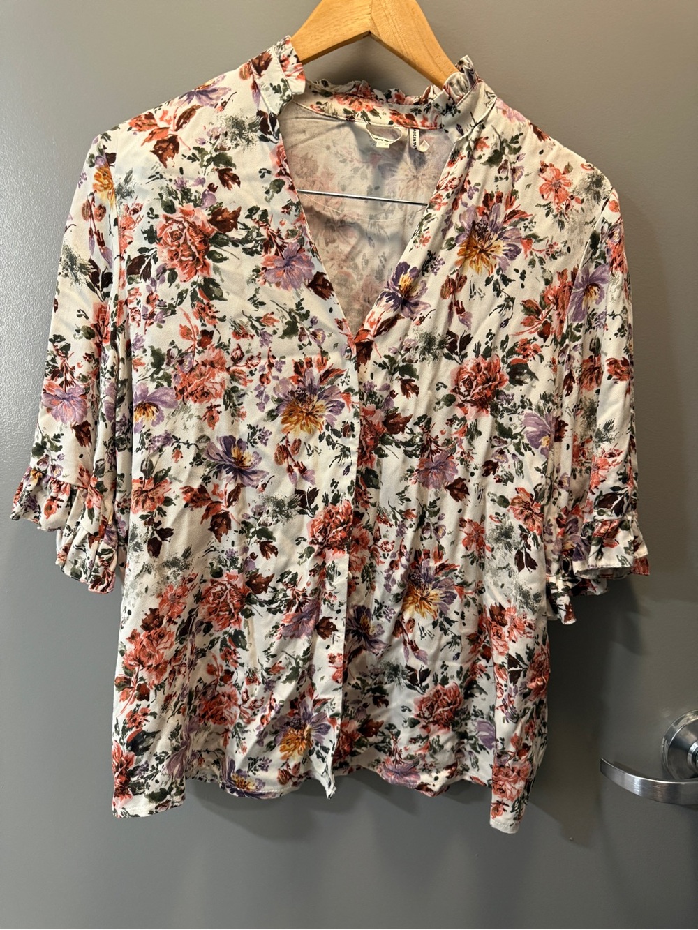 Koton Floral Ruffle Sleeve Blouse Size UK 10 Medium
